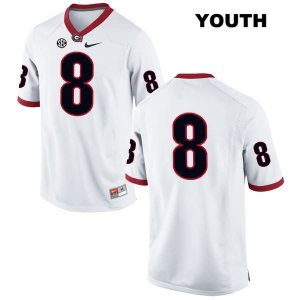Youth Georgia Bulldogs NCAA #8 Riley Ridley Nike Stitched White Authentic No Name College Football Jersey GDO1554DW